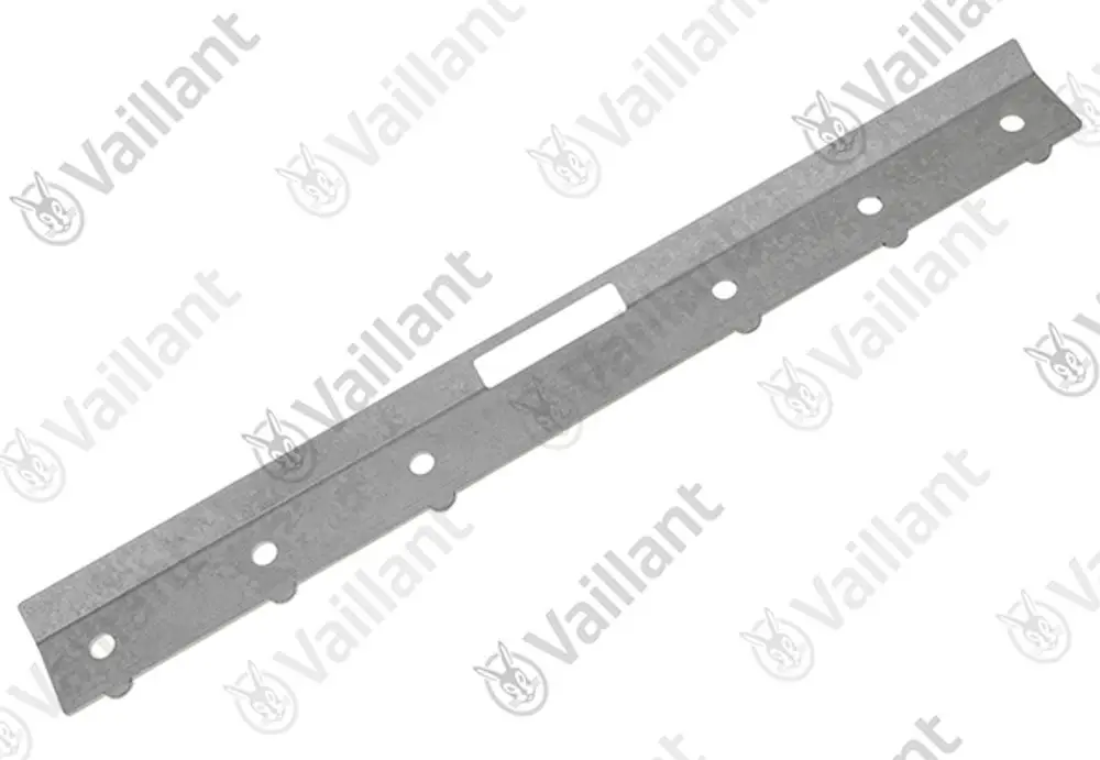 Metallische Halterung von Vaillant, flach mit mehreren Löchern zur Befestigung, geeignet für spezifische Anwendungen in Heizungsanlagen.